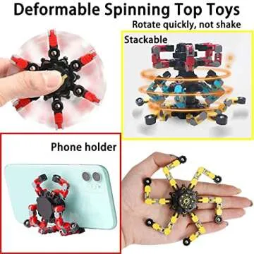 4 Pack Transformable Fidget Spinner Fidget Toys Set, Fidget Spinner Transformable,Sensory Fidget Toys Stress Relief and Anti Anxiety Toys for Kids and Adults Gift for Christmas Birthday Party Favor