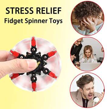 4 Pack Transformable Fidget Spinner Fidget Toys Set, Fidget Spinner Transformable,Sensory Fidget Toys Stress Relief and Anti Anxiety Toys for Kids and Adults Gift for Christmas Birthday Party Favor