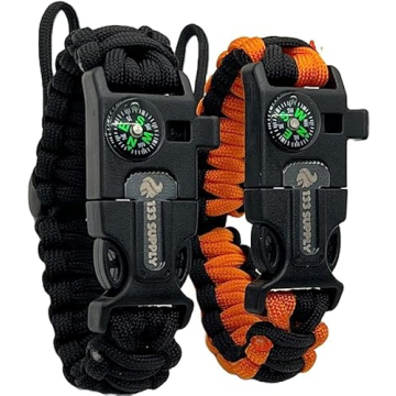 133 SUPPLY - 2 Pack Tactical Paracord Compass Hiking Survival Bracelet Men Dad Gifts Women Camping A...