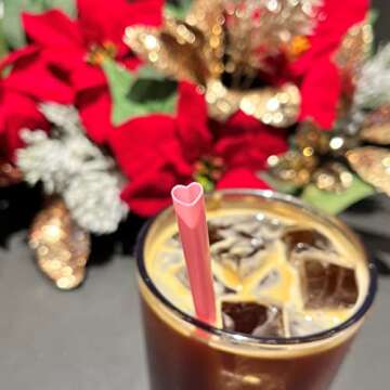 The best MOON 200pcs Heart Shaped Pink Straws Disposable Drinking Cute Straw Individually Wrapped Pi...