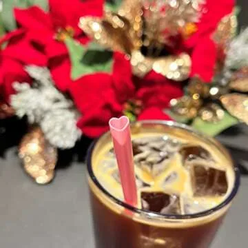 The best MOON 200pcs Heart Shaped Pink Straws Disposable Drinking Cute Straw Individually Wrapped Pi...