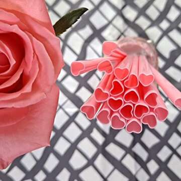 The best MOON 200pcs Heart Shaped Pink Straws Disposable Drinking Cute Straw Individually Wrapped Pink Plastic Straw Valentines day Cocktail Birthday Party Bridal Shower Wedding Supplies