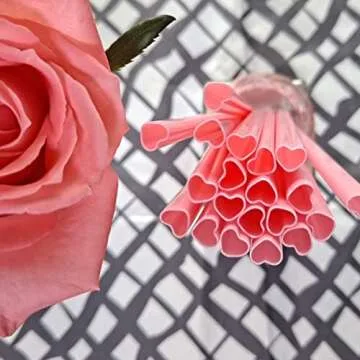 The best MOON 200pcs Heart Shaped Pink Straws Disposable Drinking Cute Straw Individually Wrapped Pink Plastic Straw Valentines day Cocktail Birthday Party Bridal Shower Wedding Supplies