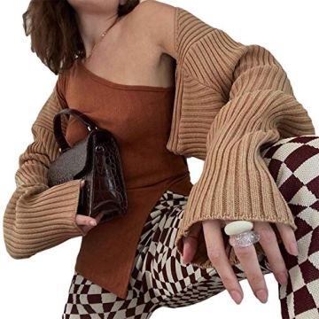 Chic Sunloudy Cropped Knit Long Sleeve Sweater Top