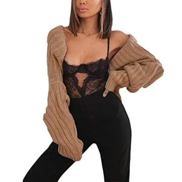 Chic Sunloudy Cropped Knit Long Sleeve Sweater Top