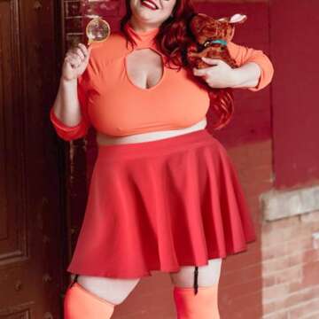 Moon Wood Women's Plus Size Mini Skater Skirt- Basic Versatile High Waisted Flared Casual Stretchy Skirts