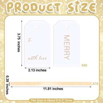 Engrowtic 60 Pcs Christmas Gift Tags with Ribbons for Festive Gift Wrapping