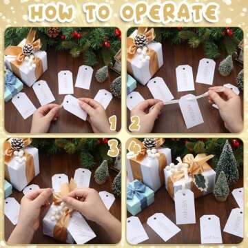 Engrowtic Christmas Gift Tags Set with Ribbons for the Holidays