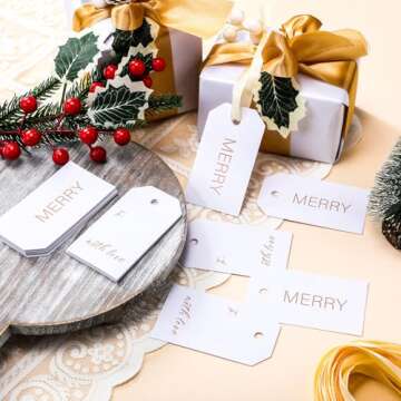 Engrowtic Christmas Gift Tags Set with Ribbons for the Holidays