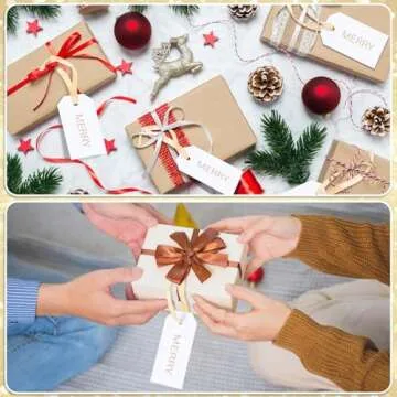 Engrowtic Christmas Gift Tags Set with Ribbons for the Holidays