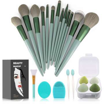 Koccido 22 Pcs Green Makeup Brush Set for Perfect Application