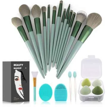 Koccido 22 Pcs Green Makeup Brush Set for Perfect Application