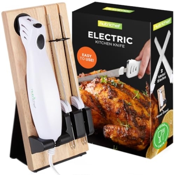 NutriChef Electric Carving Turkey Slicer Kitchen Knife - Portable and Versatile for Effortless Slici...