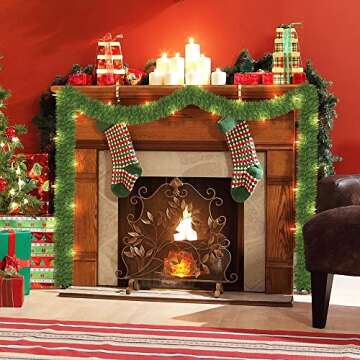 WATERGLIDE 49FT Lighted Christmas Green Garland for Décor