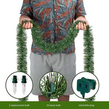 WATERGLIDE 49FT Lighted Christmas Green Garland for Décor