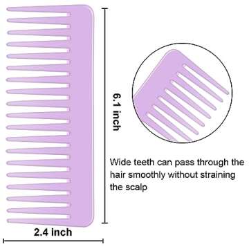 Wide Tooth and Large Detangling Comb Set for Long, Curly, Wet Hair - No Handle Styling, Shampoo & De...