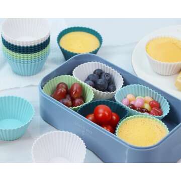 SAWNZC Silicone Baking Muffin Cups 12 Pack Reusable