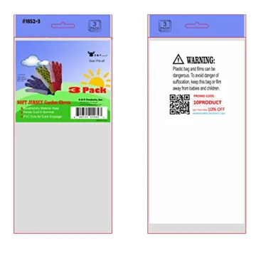 G & F 1852-3 Women Soft Jersey Garden Gloves, Women Work Gloves, 3-Pairs Green/Red/Blue per Pack