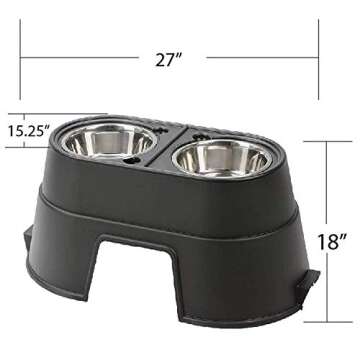 OurPets Comfort Diner Elevated Dog Food Dish (Bowls Available in 4", 8 inches and 12 inches for Large ; Medium and Small Dogs); Black; 12-inch