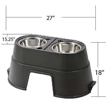 OurPets Comfort Diner Elevated Dog Food Dish (Bowls Available in 4", 8 inches and 12 inches for Large ; Medium and Small Dogs); Black; 12-inch