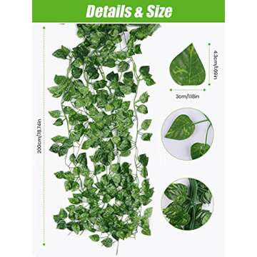 Kalolary 258 Ft 36 Strands Artificial Ivy Garland Leaves Vines Plants Greenery Fake Plants Hanging f...
