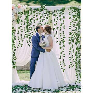 Kalolary 258 Ft 36 Strands Artificial Ivy Garland Leaves Vines Plants Greenery Fake Plants Hanging for Wedding Canvas Background Arch Wall Jungle Table Party Office Decoration (Scindapsus)