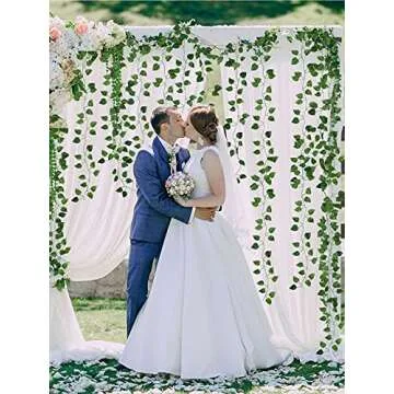 Kalolary 258 Ft 36 Strands Artificial Ivy Garland Leaves Vines Plants Greenery Fake Plants Hanging for Wedding Canvas Background Arch Wall Jungle Table Party Office Decoration (Scindapsus)