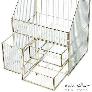 Nicole Miller Glass Organizer for Elegant Vanity Storage