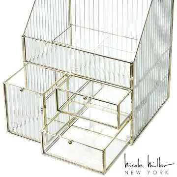 Nicole Miller Glass Organizer for Elegant Vanity Storage