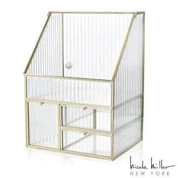 Nicole Miller Glass Organizer for Elegant Vanity Storage