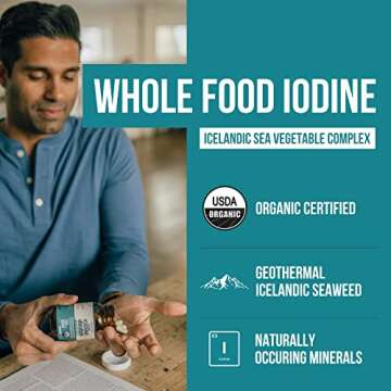 Organic Iodine Supplement from Sea Vegetable Complex, Whole Food & Raw Form - Iodine Plus Trace Mine...