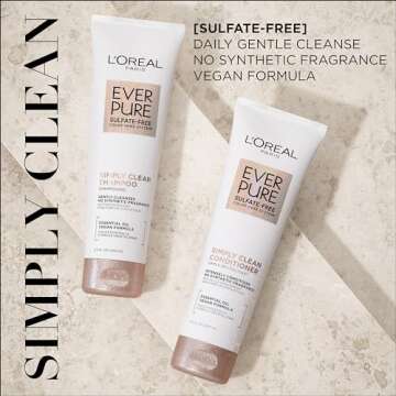 L'Oreal Paris EverPure Sulfate Free Simply Clean Shampoo, Hydrating Hair Care with Rosemary Essentia...