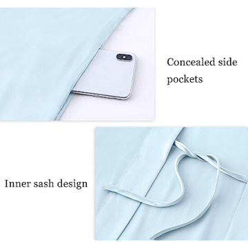 PRODESIGN Satin Kimono Robe Long Silky Bath Robe with Ostrich Feather Trim Sleepwear Wedding Bridesmaid Robe