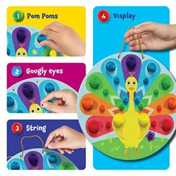 Pom Pom Arts & Crafts Kit for Toddlers Ages 3-6