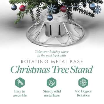 Home Heritage 360-Degree Christmas Tree Stand - Sturdy & Rotating Metal for Up to 9ft Trees