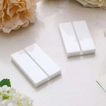 UNIQOOO 3" White Acrylic Stand | 10 Pack 3mm Slot Wedding Sign Holders, Perfect for Wedding, Table N...