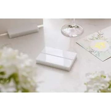 UNIQOOO 3" White Acrylic Stand | 10 Pack 3mm Slot Wedding Sign Holders, Perfect for Wedding, Table Number, Exhibition, Office, Restaurant, Business