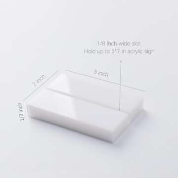 UNIQOOO 3" White Acrylic Stand | 10 Pack 3mm Slot Wedding Sign Holders, Perfect for Wedding, Table Number, Exhibition, Office, Restaurant, Business