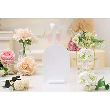 UNIQOOO 3" White Acrylic Stand | 10 Pack 3mm Slot Wedding Sign Holders, Perfect for Wedding, Table Number, Exhibition, Office, Restaurant, Business
