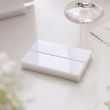 UNIQOOO 3" White Acrylic Stand | 10 Pack 3mm Slot Wedding Sign Holders, Perfect for Wedding, Table Number, Exhibition, Office, Restaurant, Business