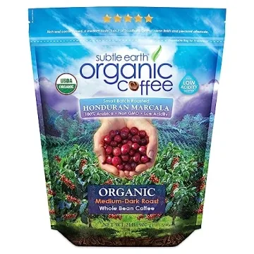 2LB Subtle Earth Organic Coffee Medium-Dark Roast Whole Bean 100% Arabica