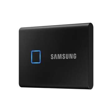 SAMSUNG T7 Touch Portable SSD 2TB ,up to 1050MB/s, USB 3.2 External Solid State Drive, Black (MU-PC2T0K/WW)