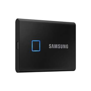 SAMSUNG T7 Touch Portable SSD 2TB ,up to 1050MB/s, USB 3.2 External Solid State Drive, Black (MU-PC2T0K/WW)