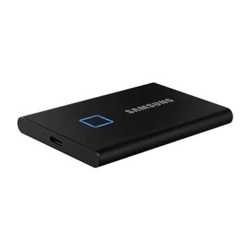 SAMSUNG T7 Touch Portable SSD 2TB ,up to 1050MB/s, USB 3.2 External Solid State Drive, Black (MU-PC2T0K/WW)