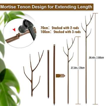 Twig Indoor Plant Support Stakes for Potted Plants, 3 Pack 39.4" Brown Twig Trellis for Outdoor Plan...