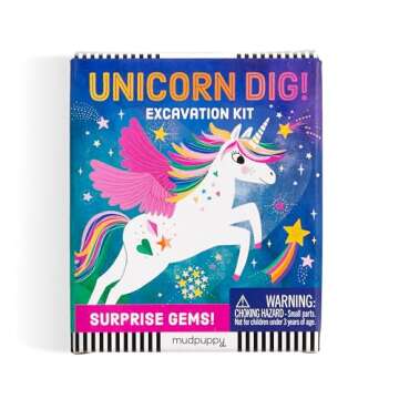 Mudpuppy Unicorn Dig! – Excavation Kit Including Hidden Unicorn in Gem and Plastic Chisel for Children Ages 5 and Up