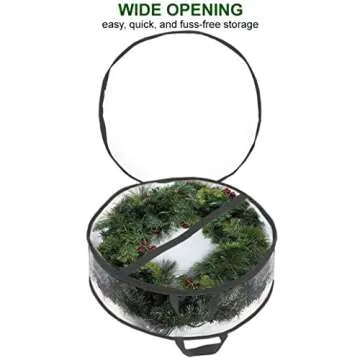 ProPik Christmas Wreath Storage Bag 24" - 2 Pack Clear Christmas Wreath Storage Container- Garland Holiday Artificial Wreath Storage Holder –Water Proof Transparent PVC (24 Inch, Black)