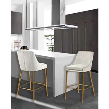 Meridian Furniture Karina Collection Modern | Contemporary Velvet Upholstered Counter Stool with Pol...