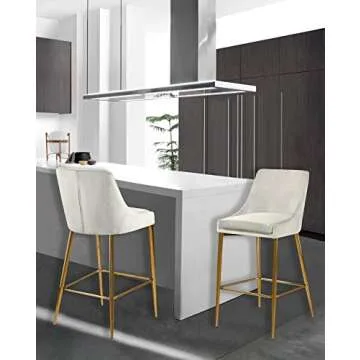 Meridian Furniture Karina Collection Modern | Contemporary Velvet Upholstered Counter Stool with Pol...
