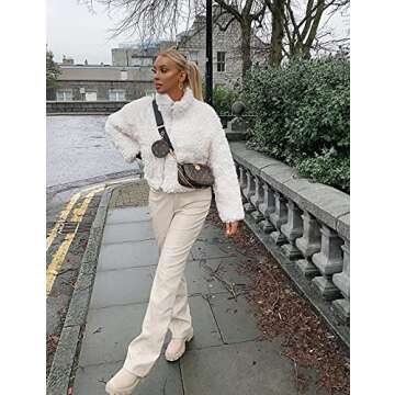 JIKAL Women's Cozy Oversized Teddy Coat with Pockets